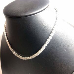 3522 Silvertone Stunning Round CZ Eternity necklace 14-16"